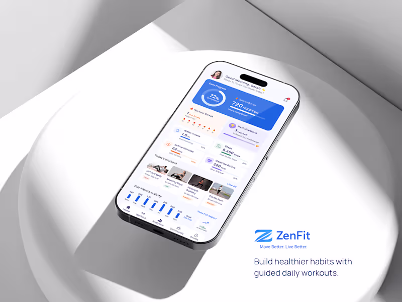 Cover image for ZenFit – Fitness & Workout Mobile App UI/UX Design