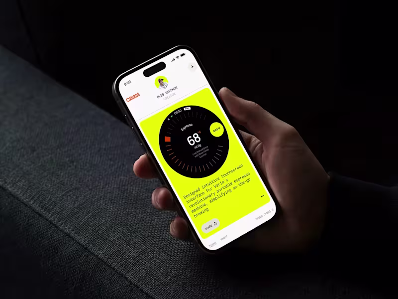 Cover image for https://caaards.me/ 10-Second Professional Pitch (Mobile UI)