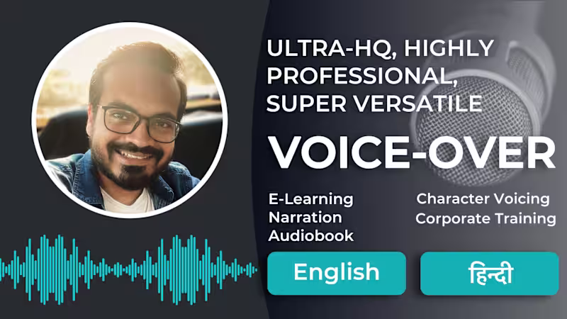 Cover image for English VO for Promos/ AudioBook Narration/ E-Learning/ AVR