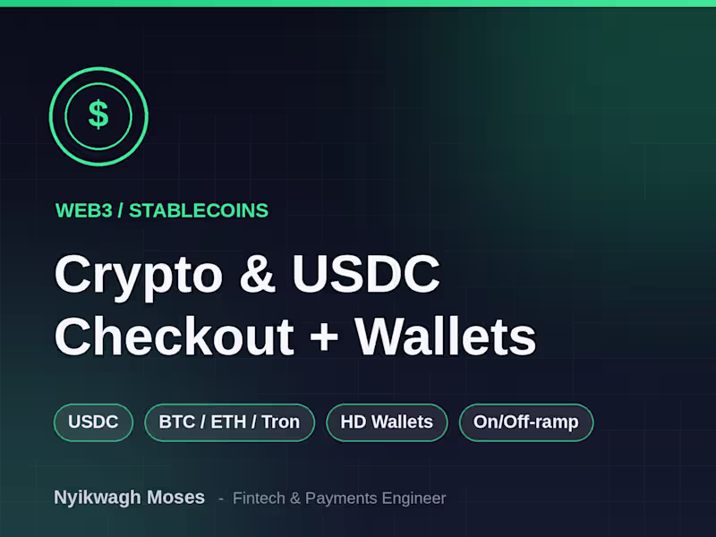 Cover image for Crypto & stablecoin (USDC) checkout / wallet integration