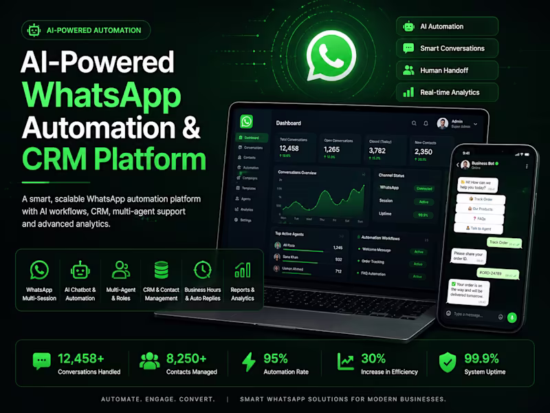 Cover image for AI-Powered WhatsApp Automation & CRM Platform