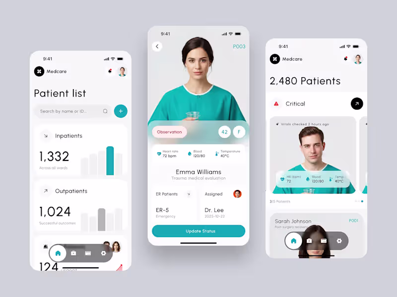 Cover image for Medcare Health - Patient List on Mobile Hospital Dashboard M...