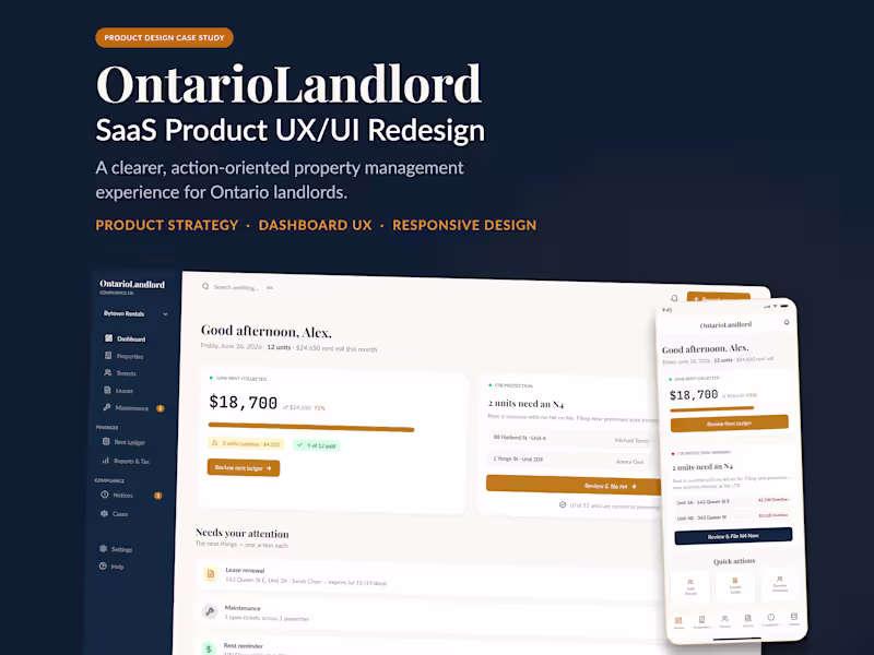 Cover image for OntarioLandlord - SaaS UX/UI Product Redesign