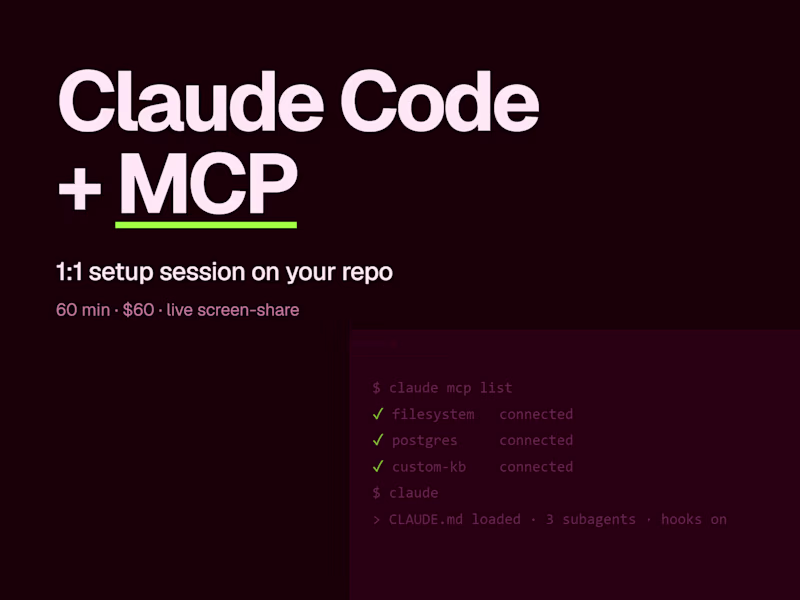 Cover image for Claude Code & MCP setup for your repo — 1:1 session