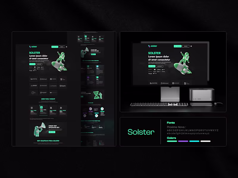 Cover image for Solster’s website UI presents a bold, futuristic identity ta...