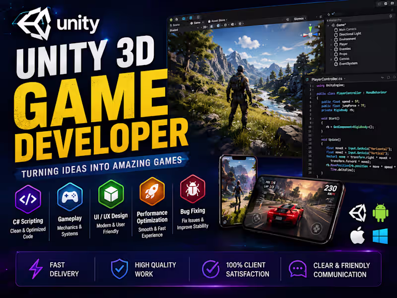 Cover image for 3d Game Developement unity expert