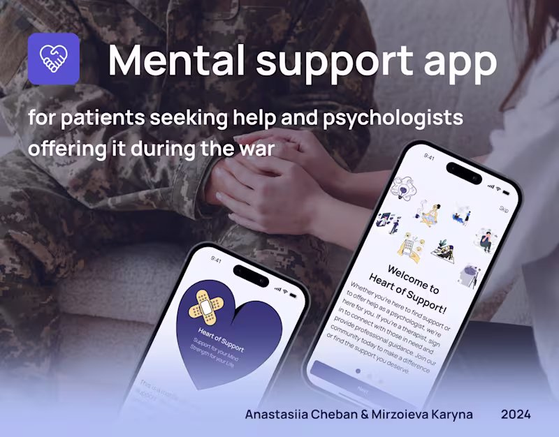 Cover image for Mental Support App "Heart of Support" | App Design