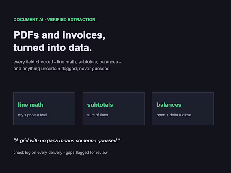 Cover image for Document extraction: PDFs and invoices to clean, verified data