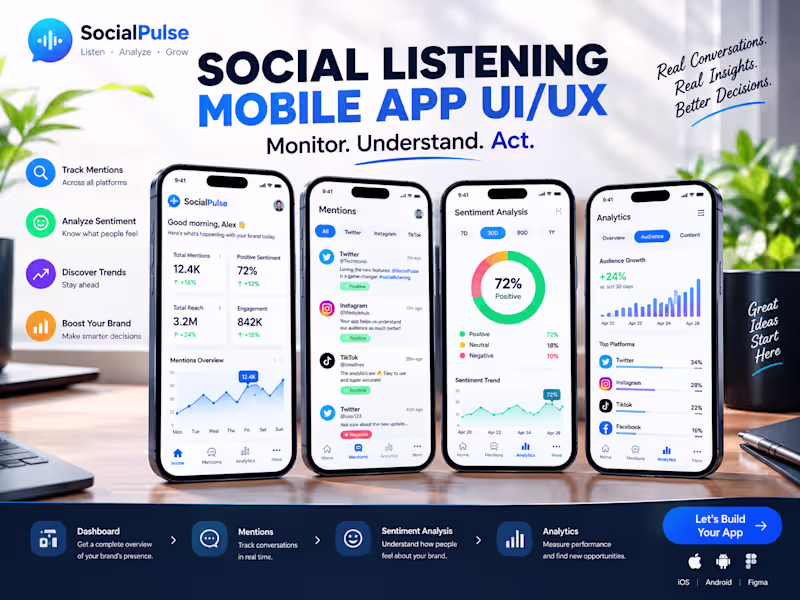 Cover image for Social Listening Mobile App — UI/UX Design