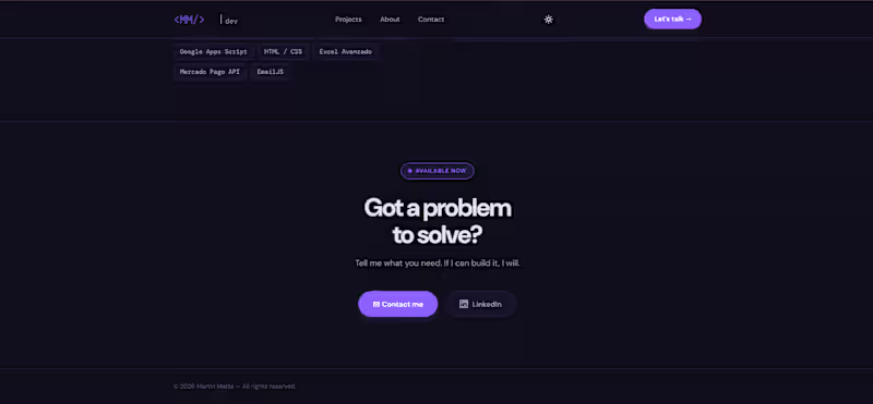 Cover image for Personal developer portfolio built from