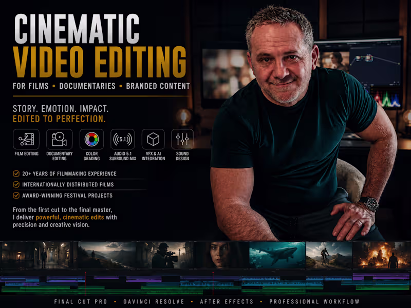 Cover image for Cinematic Video Editing for Films & Documentaries