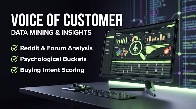 Cover image for I will do deep voice of customer research and reddit pain point 