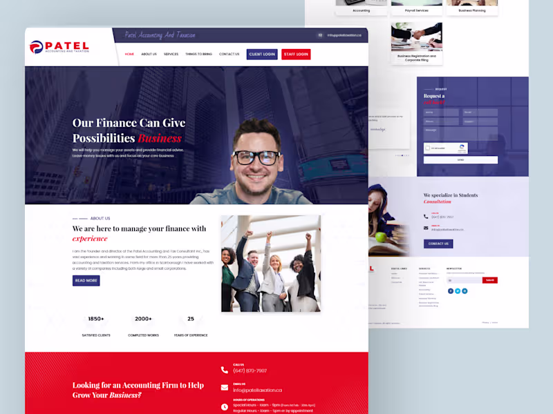Cover image for Patel Accounting & Taxation – Corporate Finance Website UI/U...