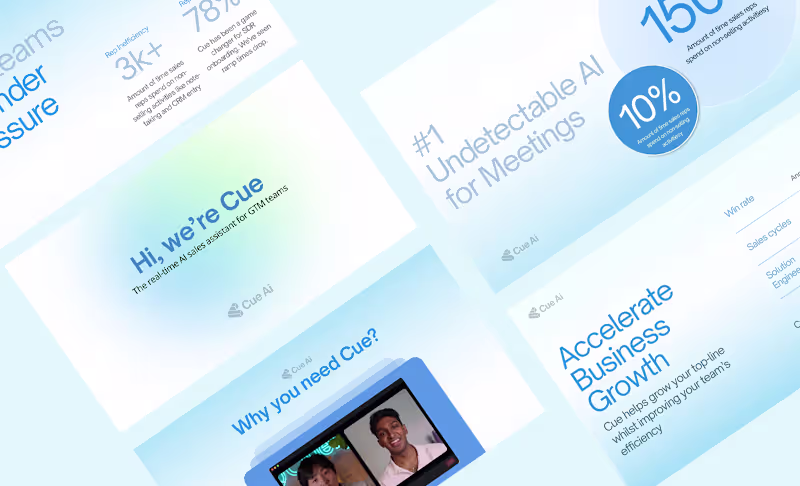 Cover image for investor pitch deck for Cue AI start up