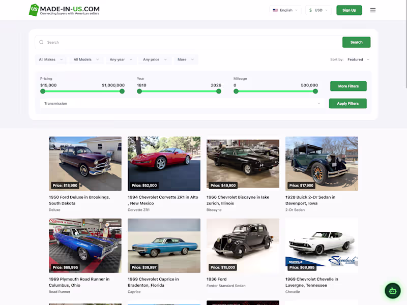Cover image for MADE-IN-US.COM (http://MADE-IN-US.COM) - Car marketplace