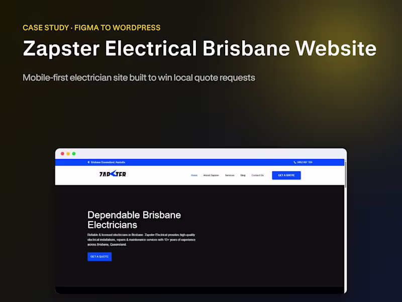 Cover image for Zapster Electrical – Brisbane Electrician Website