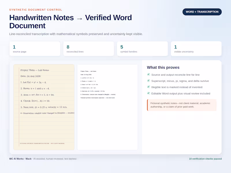 Cover image for Document Transcription & QA Specimen
