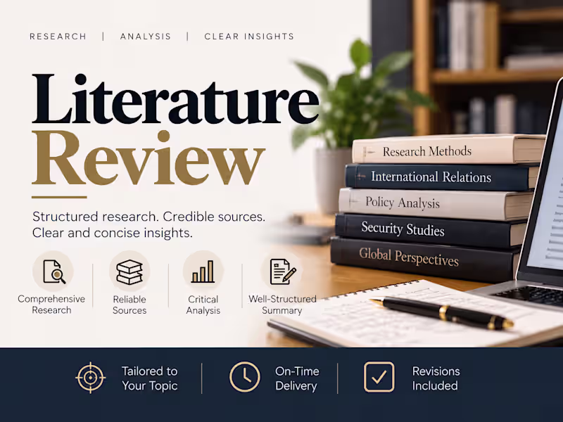 Cover image for I will conduct a literature review and provide structured resear