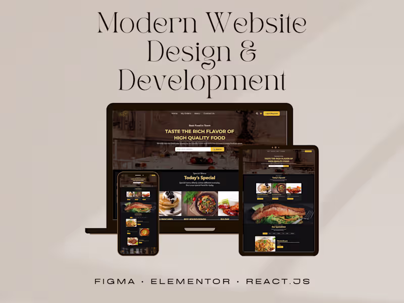 Cover image for Food Ordering System |  Figma,  Elementor & React.js