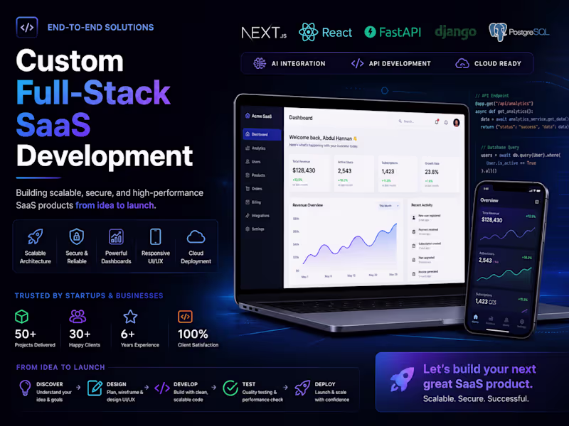 Cover image for Custom Full-Stack SaaS Development