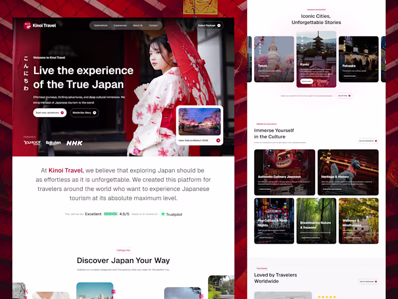 Cover image for Website design for Kinoi Travel