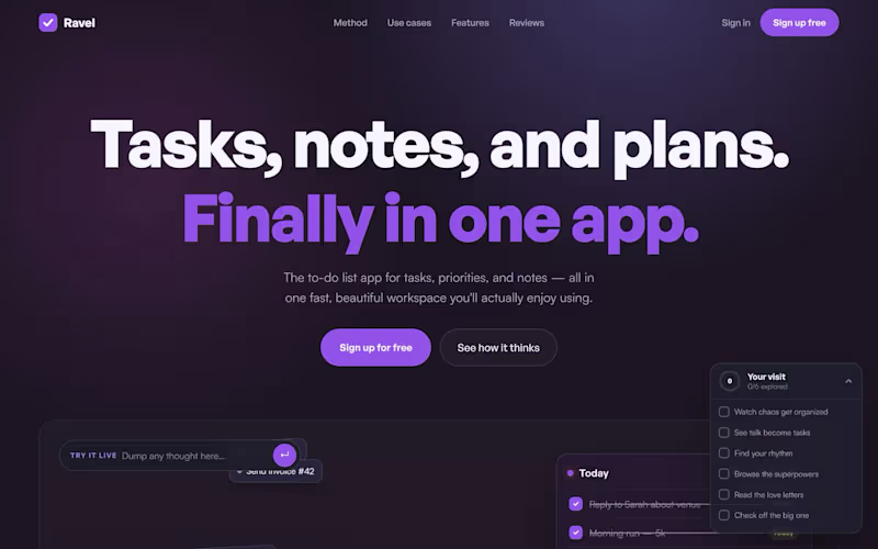 Cover image for Ravel — Productivity website concept / sample