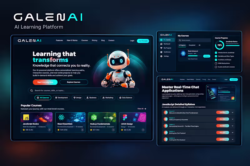 Cover image for GalenAI — AI-Powered Learning Platform (SaaS + Next.js)