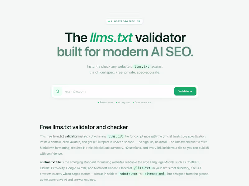 Cover image for The llms.txt Validator is a