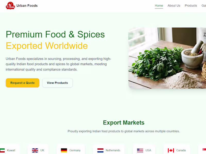 Cover image for Urban Foods | Premium Indian Food & Spices Exporter