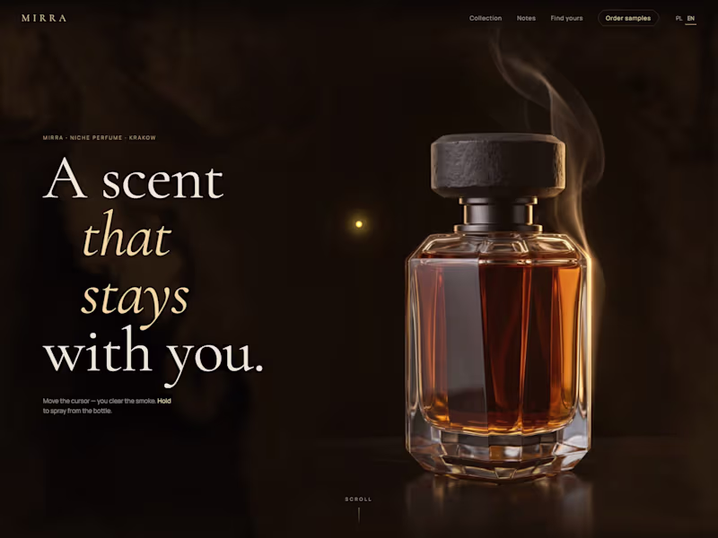 Cover image for MIRRA — niche perfume with a brand panel