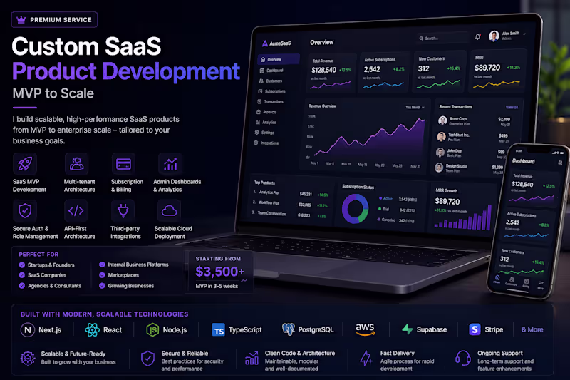Cover image for Custom SaaS Product Development (MVP to Scale)