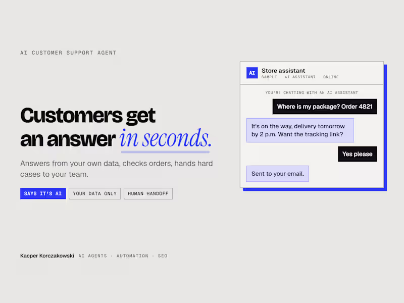 Cover image for AI support agent that answers customers from your own data