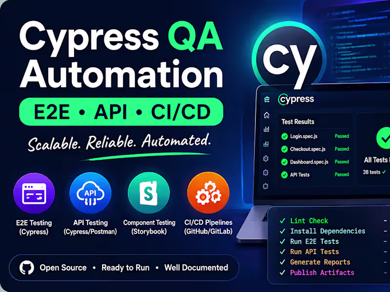 Cover image for Cypress E2E & API Testing Framework with CI/CD Automation