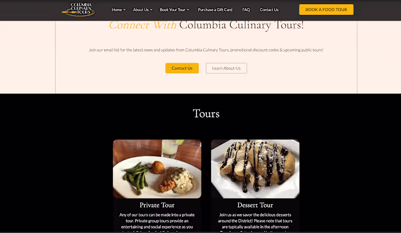 Cover image for Webdesign and Webflow Development for Columbia Culinary Tours