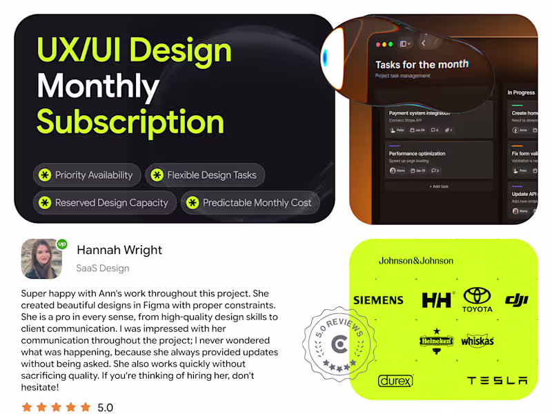 Cover image for UX/UI Design Monthly Subscription (130 Hours)