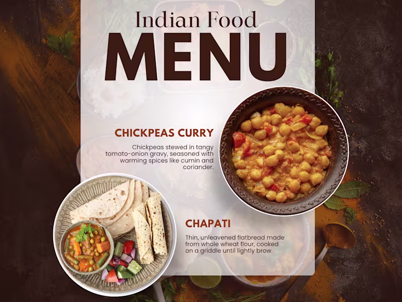 Cover image for Premium Indian Food Menu Design