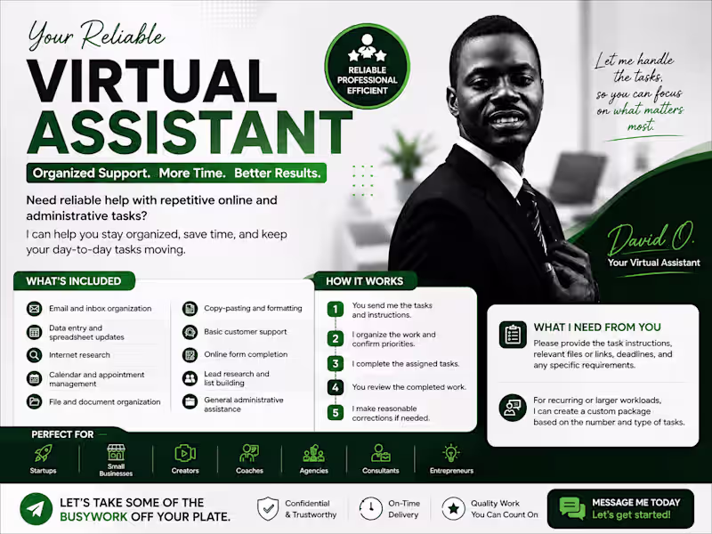 Cover image for Virtual Assistant — Admin & Online Support