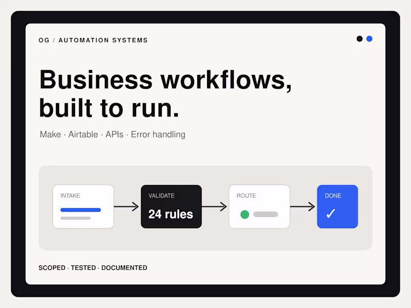 Cover image for Business Workflow Automation with Make & Airtable