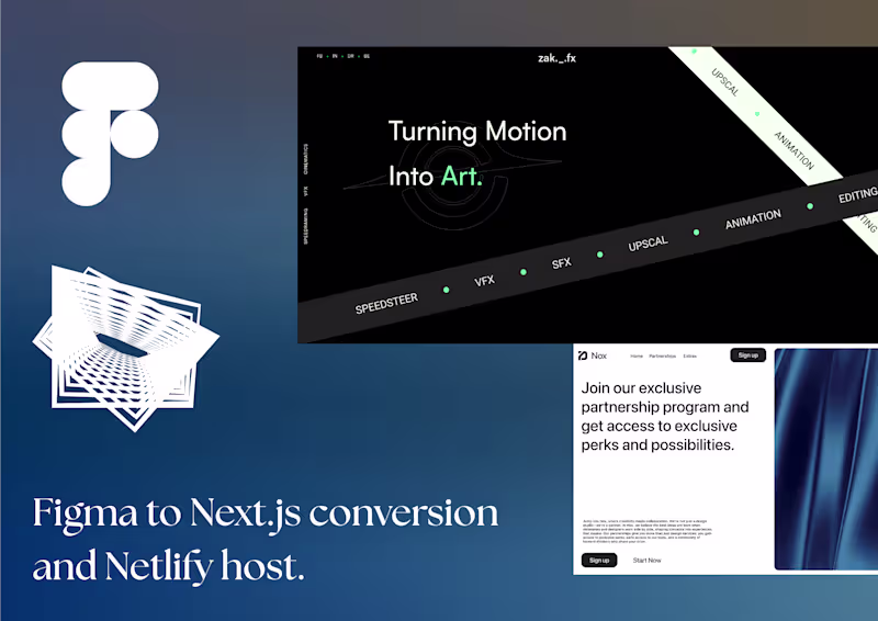 Cover image for Figma to Next.js conversion and Netlify host.
