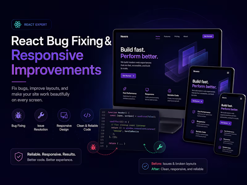 Cover image for React Bug Fixing & Responsive Improvements