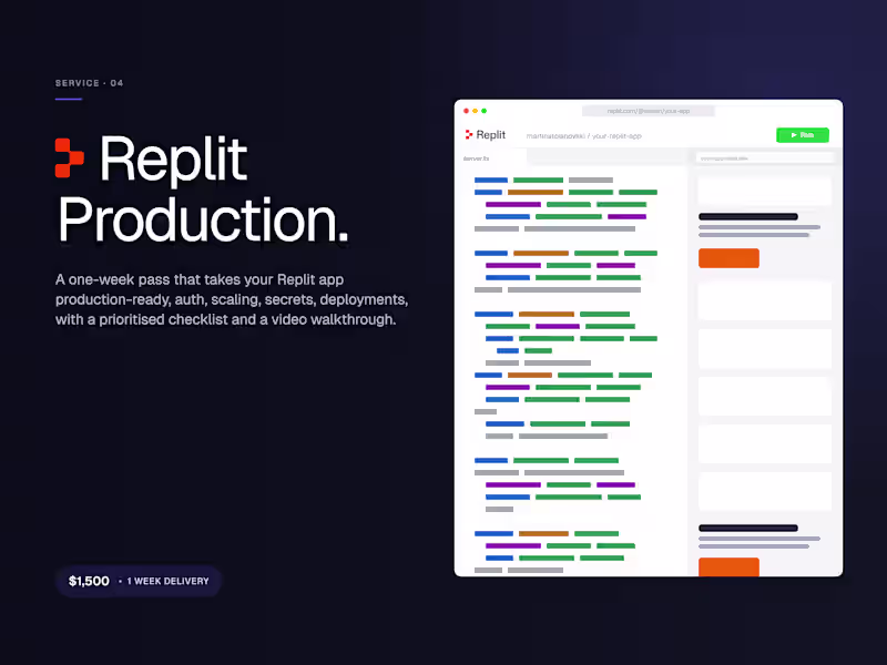 Cover image for Replit Production · App Audit & Hardening