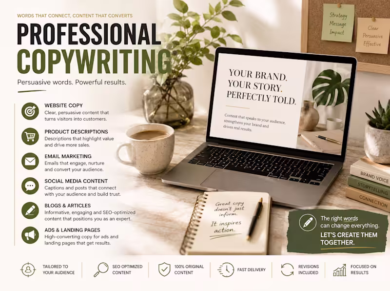Cover image for Professional Copywriting for Websites, Marketing & Social Media