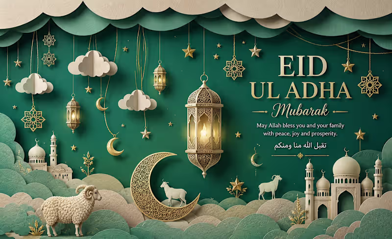 Cover image for Celebrating Eid al-Adha with elegant layered paper-cut artistry