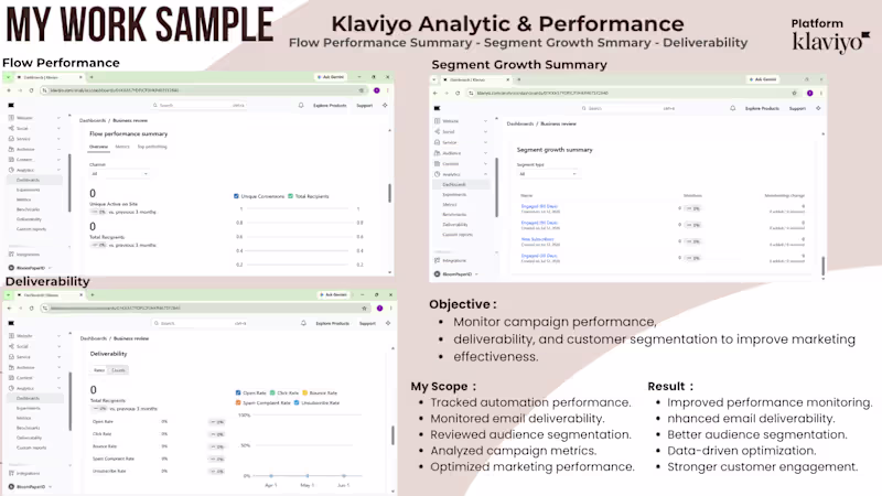Cover image for Developed a Klaviyo analytics dashboard