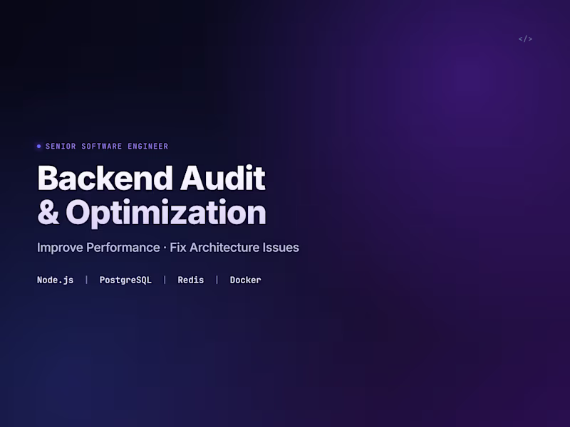 Cover image for Node.js Backend Audit & Optimization