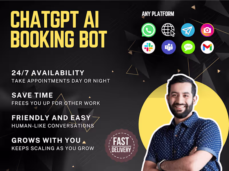 Cover image for AI chatbot for your business (Booking, Lead Gen, Q&A, ...)