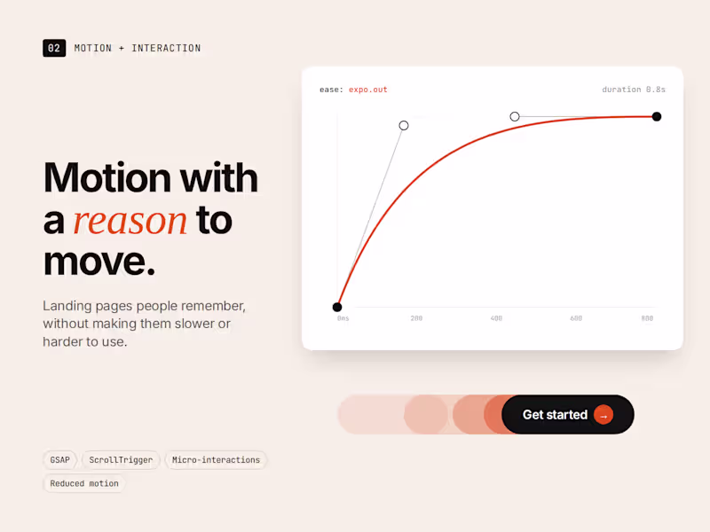 Cover image for Motion + interaction for landing pages