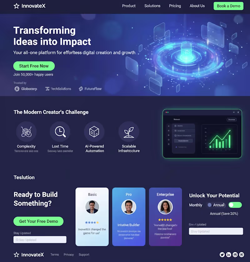 Cover image for Just finished designing a landing page for an innovative tec...