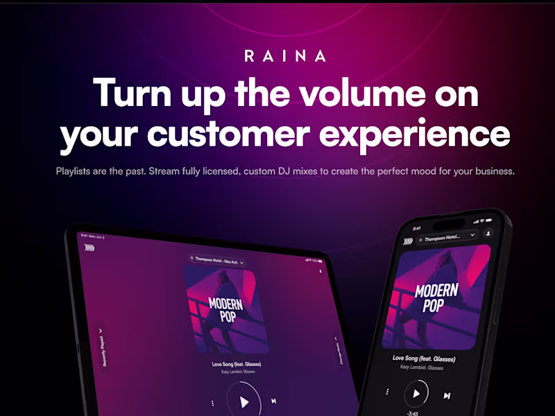 Cover image for Raina Music Service Website Design   I   SaaS Landing Page