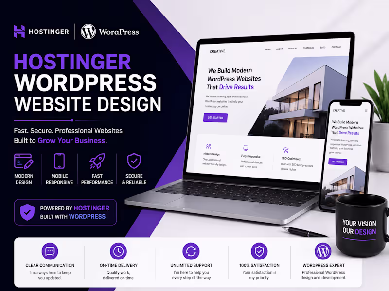 Cover image for I will do hostinger wordpress website hostinger website design